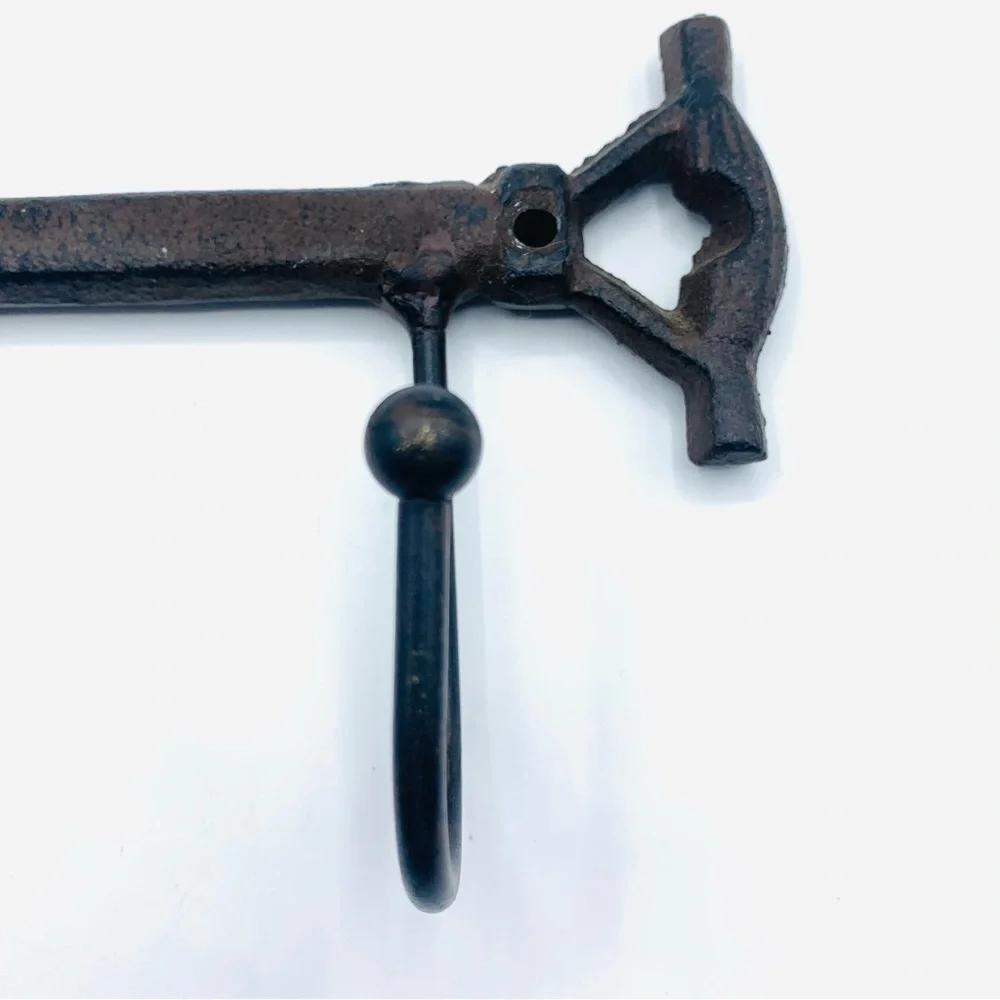 Vintage Rustic Cast Iron Shovel Wall Hook Rack Farmhouse Garden Tool Key Holder